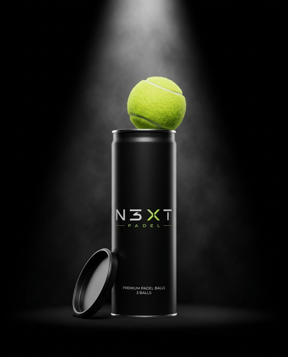 N3XT Premium Padel Balls tube met bal, zwart met neon groen accent